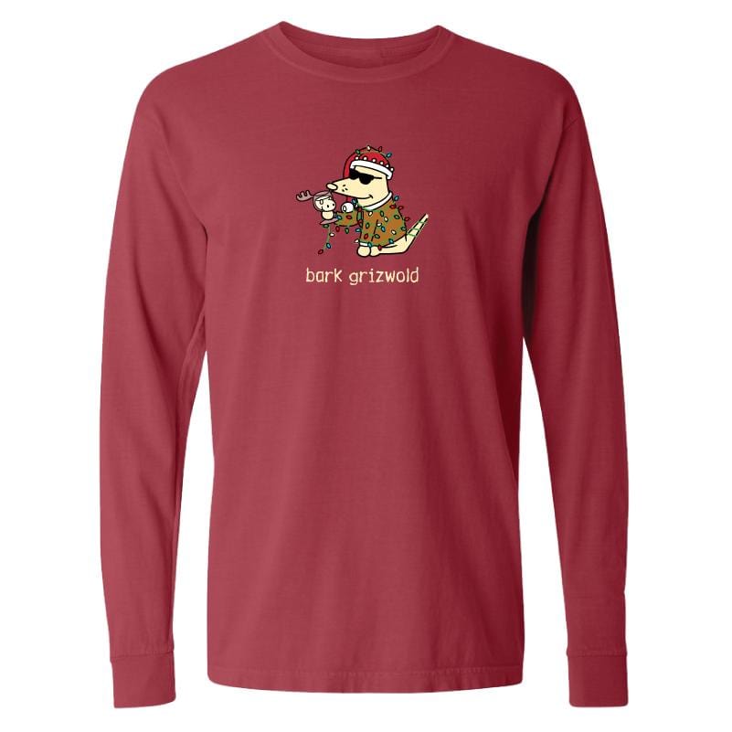 Bark Grizwold - Classic Long-Sleeve T-Shirt | Crimson Red | Small | Cotton | Teddy The Dog