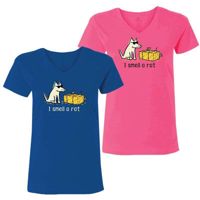 I Smell A Rat - Ladies T-Shirt V-Neck - Teddy the Dog T-Shirts and Gifts