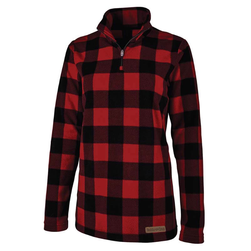 Ladies Buffalo Plaid Microfleece Quarter Zip – Teddy the Dog