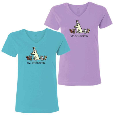 Ay, Chihuahua - Ladies T-Shirt V-Neck - Teddy the Dog T-Shirts and Gifts