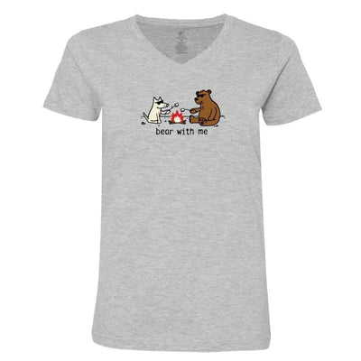 Bear with Me - Ladies T-Shirt V-Neck - Teddy the Dog T-Shirts and Gifts