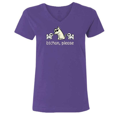 Bichon, Please - Ladies T-Shirt V-Neck - Teddy the Dog T-Shirts and Gifts