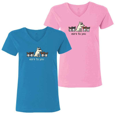 Ears To You - Ladies T-Shirt V-Neck - Teddy the Dog T-Shirts and Gifts