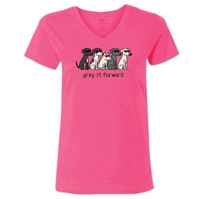 Grey It Forward - Ladies T-Shirt V-Neck - Teddy the Dog T-Shirts and Gifts