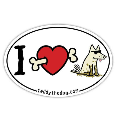 I Love Dogs (Bone Arrow) - Car Magnet - Teddy the Dog T-Shirts and Gifts
