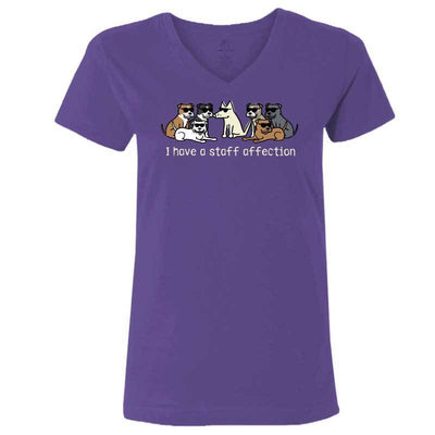 I Have A Staff Affection - Ladies T-Shirt V-Neck - Teddy the Dog T-Shirts and Gifts