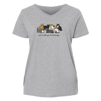 All Cats go to Heaven  - Ladies Curvy V-Neck Tee