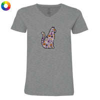 Black Cat Silhouette - Ladies T-Shirt V-Neck