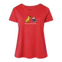 Covered in Love and Fur - Ladies Curvy V-Neck Tee