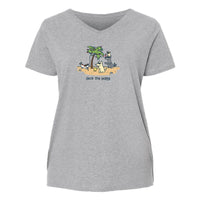 Deck the Palms   - Ladies Curvy V-Neck Tee