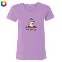 Dog On A Log - Ladies T-Shirt V-Neck