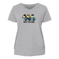 Doggy and the Dynamos - Ladies Curvy V-Neck Tee