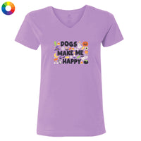 Dogs Make Me Happy Halloween - Ladies T-Shirt V-Neck