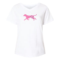 Flower Dog - Ladies Curvy V-Neck Tee