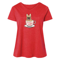 Frenchie Roast - Ladies Curvy V-Neck Tee