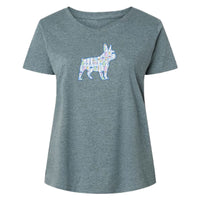 Frenchie Silhouette - Ladies Curvy V-Neck Tee