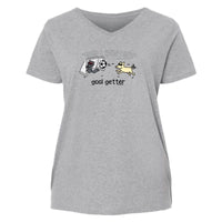 Goal Getter - Ladies Curvy V-Neck Tee