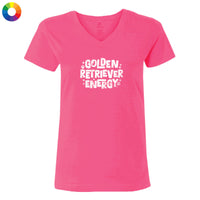 Golden Retriever Energy - Ladies T-Shirt V-Neck