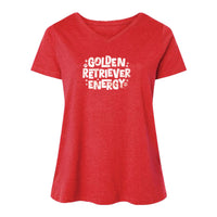 Golden Retriever Energy - Ladies Curvy V-Neck Tee