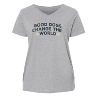 Good Dogs Change the World  - Ladies Curvy V-Neck Tee