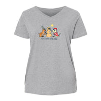 Here Comes Sandy Paws   - Ladies Curvy V-Neck Tee