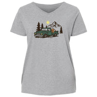 Mountain Truckin - Ladies Curvy V-Neck Tee