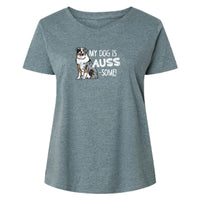 My Dog is Auss Some - Ladies Curvy V-Neck Tee