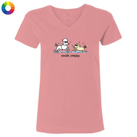 Poodle Jumping - Ladies T-Shirt V-Neck
