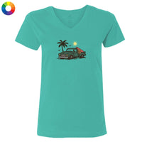 Summer Truckin - Ladies T-Shirt V-Neck
