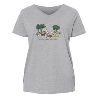 Where Happy Tails Roam - Ladies Curvy V-Neck Tee