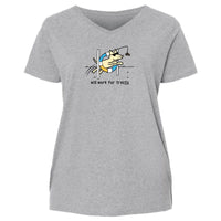 Will Work For Treats - Ladies Curvy V-Neck Tee