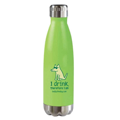 I Drink, Therefore I Am - Stainless Steel Insulated Water Bottle - Teddy the Dog T-Shirts and Gifts