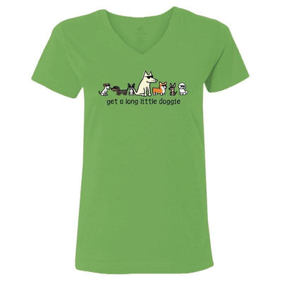 Get A Long Little Doggie - Ladies T-Shirt V-Neck - Teddy the Dog T-Shirts and Gifts
