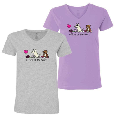 Affurs Of the Heart- Ladies T-Shirt V-Neck - Teddy the Dog T-Shirts and Gifts