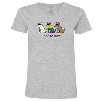 Choose Love - Ladies T-Shirt V-Neck - Teddy the Dog T-Shirts and Gifts