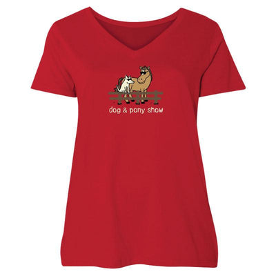 Dog and Pony Show - Ladies Curvy V-Neck Tee - Teddy the Dog T-Shirts and Gifts