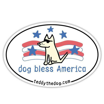 Dog Bless America - Car Magnet - Teddy the Dog T-Shirts and Gifts