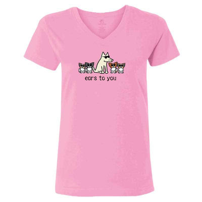 Ears To You - Ladies T-Shirt V-Neck - Teddy the Dog T-Shirts and Gifts