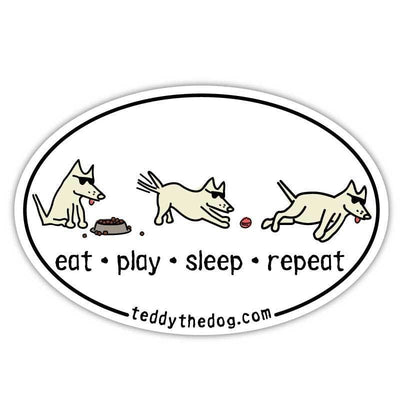 Eat, Play, Sleep, Repeat - Car Magnet - Teddy the Dog T-Shirts and Gifts