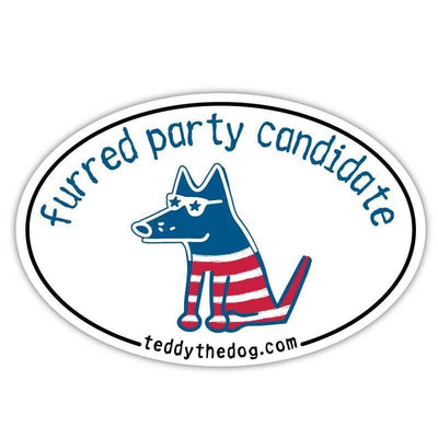 Furred Party Candidate - Car Magnet - Teddy the Dog T-Shirts and Gifts