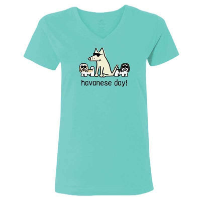 Havanese Day! - Ladies T-Shirt V-Neck - Teddy the Dog T-Shirts and Gifts