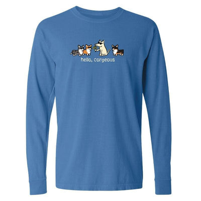 Hello, Corgeous - Long-Sleeve T-Shirt Classic - Teddy the Dog T-Shirts and Gifts