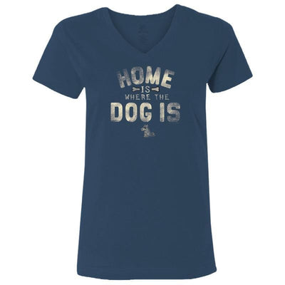 Home is Where the Dog Is - Ladies T-Shirt V-Neck - Teddy the Dog T-Shirts and Gifts