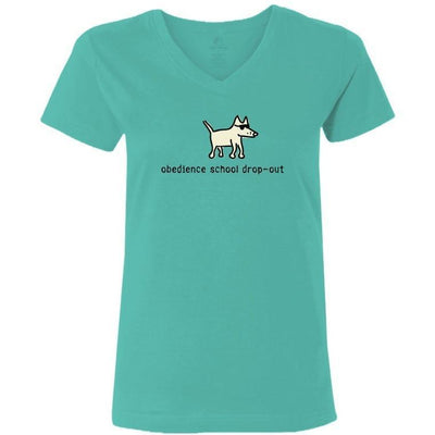 obedience school drop out ladies v neck t-shirt